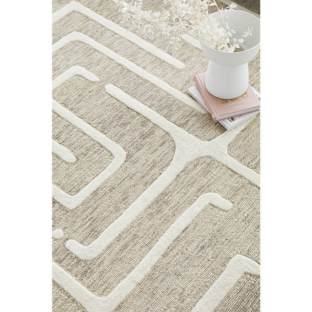Glacier 453 Neutral Textured Modern Wool Rug - Rugs Of Beauty - 3