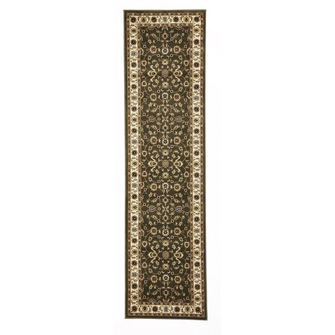 Charook 2376 Green Traditional Pattern Ivory Border Runner Rug - Rugs Of Beauty - 1