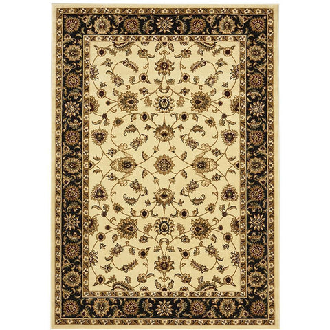 Charook 2376 Ivory Traditional Pattern Black Border Rug - Rugs Of Beauty - 1