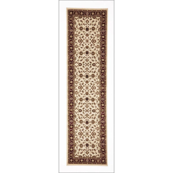 Charook 2376 Ivory Traditional Pattern Red Border Runner Rug - Rugs Of Beauty - 1
