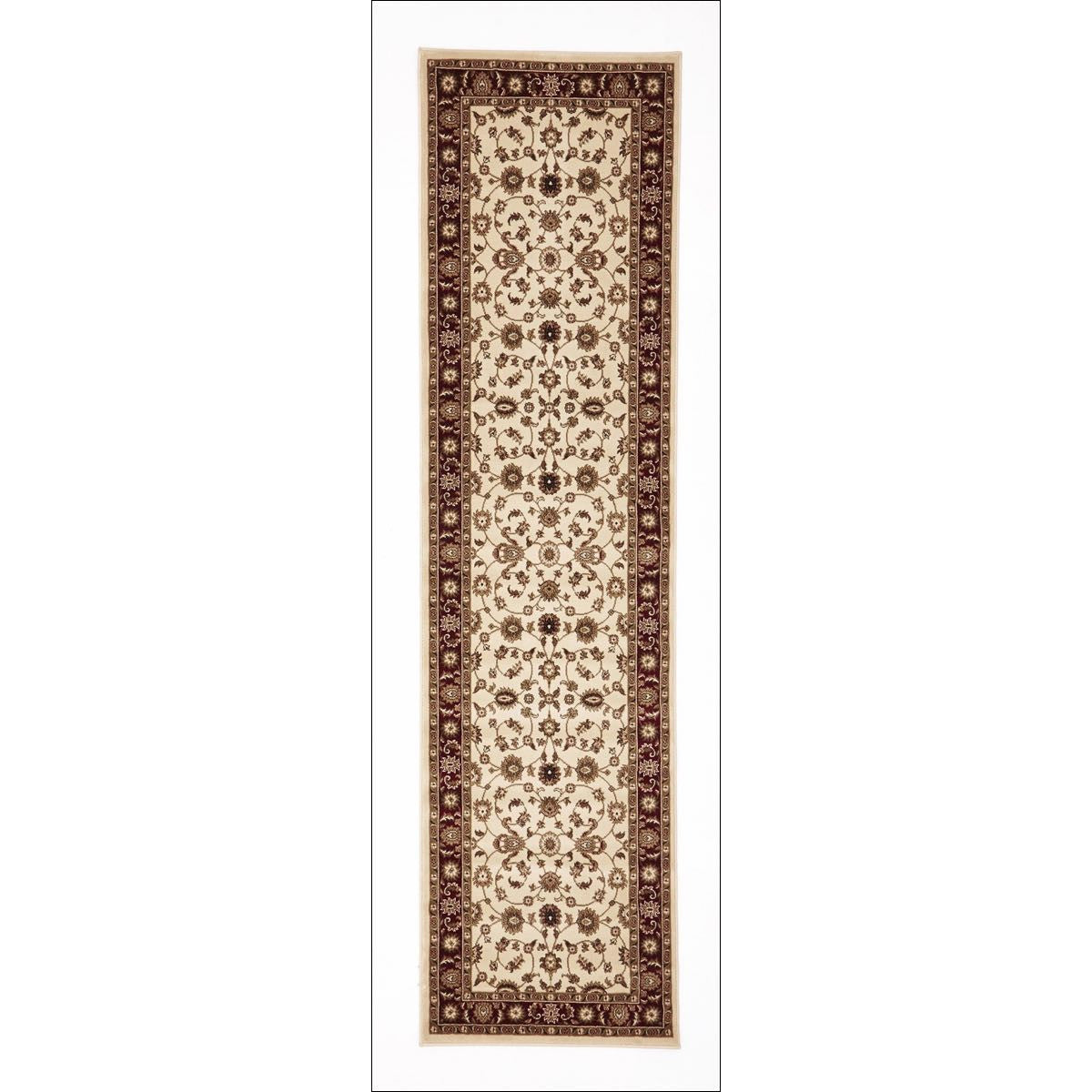 Charook 2376 Ivory Traditional Pattern Red Border Runner Rug - Rugs Of Beauty - 1