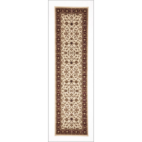 Charook 2376 Ivory Traditional Pattern Red Border Runner Rug - Rugs Of Beauty - 1