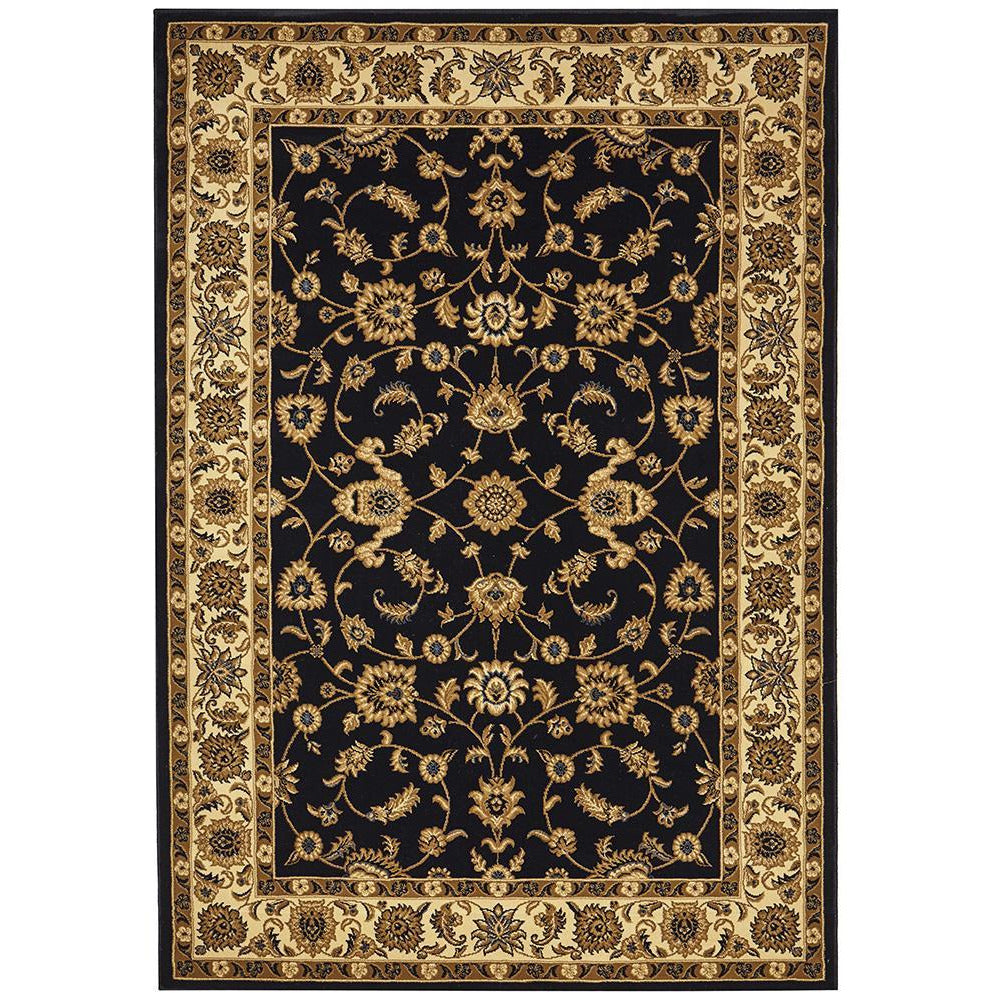 Charook 2376 Navy Blue Traditional Pattern Ivory Border Rug - Rugs Of Beauty - 1