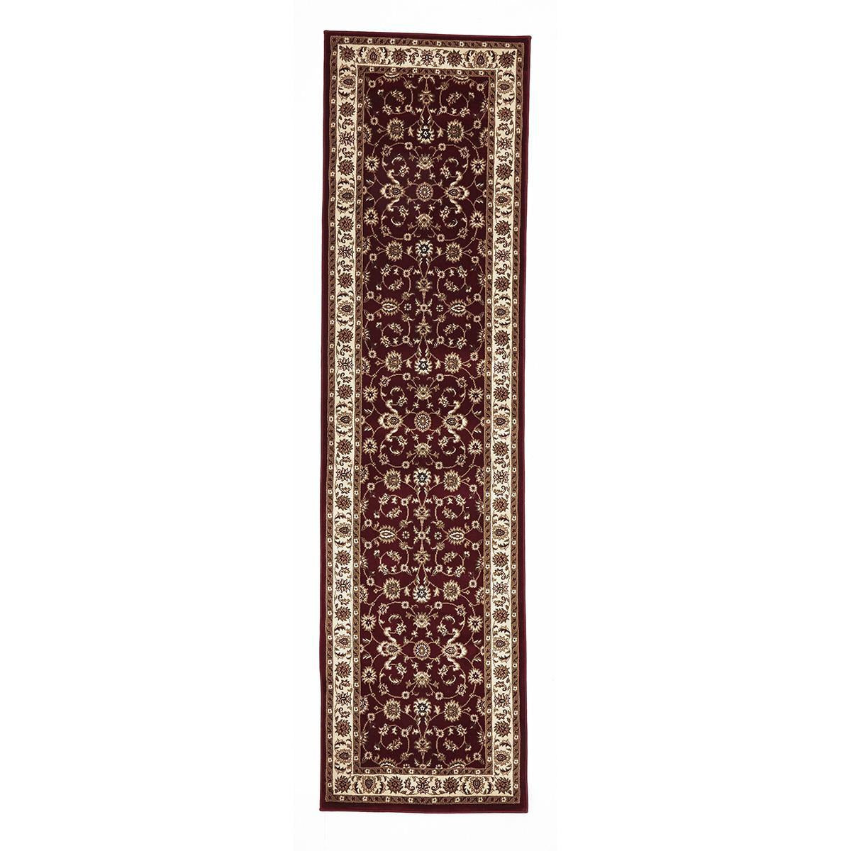 Charook 2376 Red Traditional Pattern Ivory Border Runner Rug - Rugs Of Beauty - 1