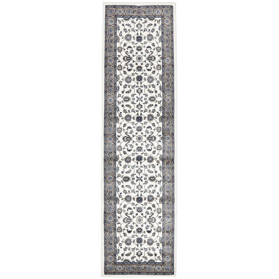 Charook 2376 White Traditional Pattern Beige Border Runner Rug - Rugs Of Beauty - 1
