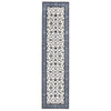 Charook 2376 White Traditional Pattern Blue Border Runner Rug - Rugs Of Beauty - 1