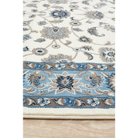 Charook 2376 White Traditional Pattern Blue Border Runner Rug - Rugs Of Beauty - 3