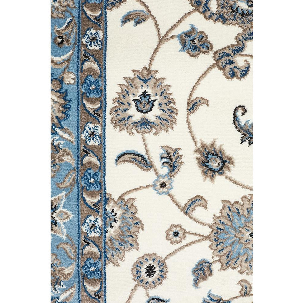 Charook 2376 White Traditional Pattern Blue Border Runner Rug - Rugs Of Beauty - 2