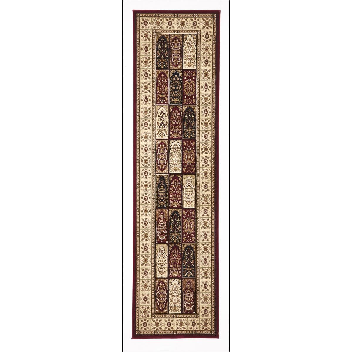 Traditional Panel Pattern Rug Burgundy - Rugs Of Beauty - 5