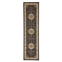 Charook 2375 Black Traditional Pattern Ivory Border Runner Rug - Rugs Of Beauty - 1