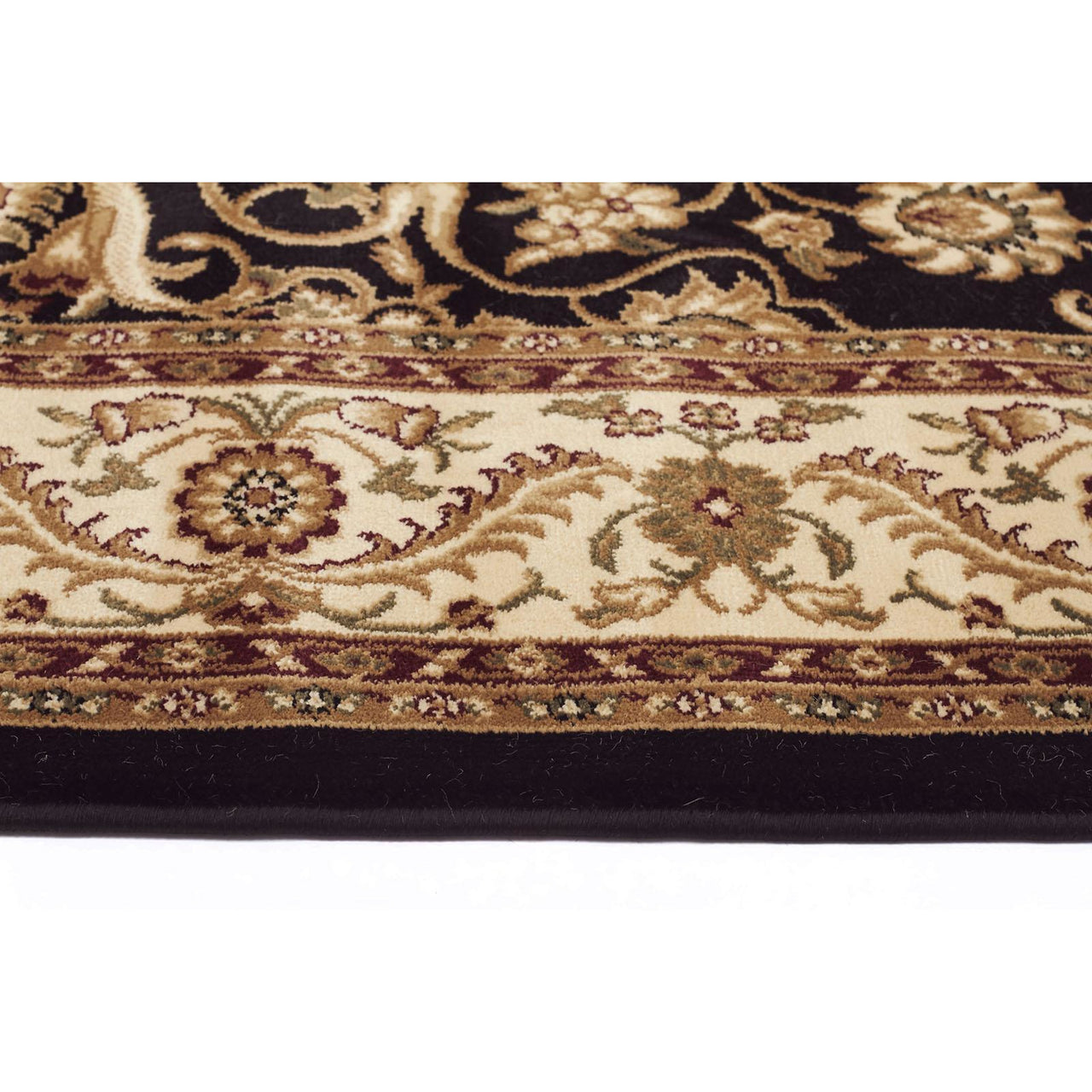 Charook 2375 Black Traditional Pattern Ivory Border Runner Rug - Rugs Of Beauty - 3