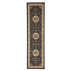 Charook 2375 Black Traditional Pattern Ivory Border Runner Rug - Rugs Of Beauty - 1