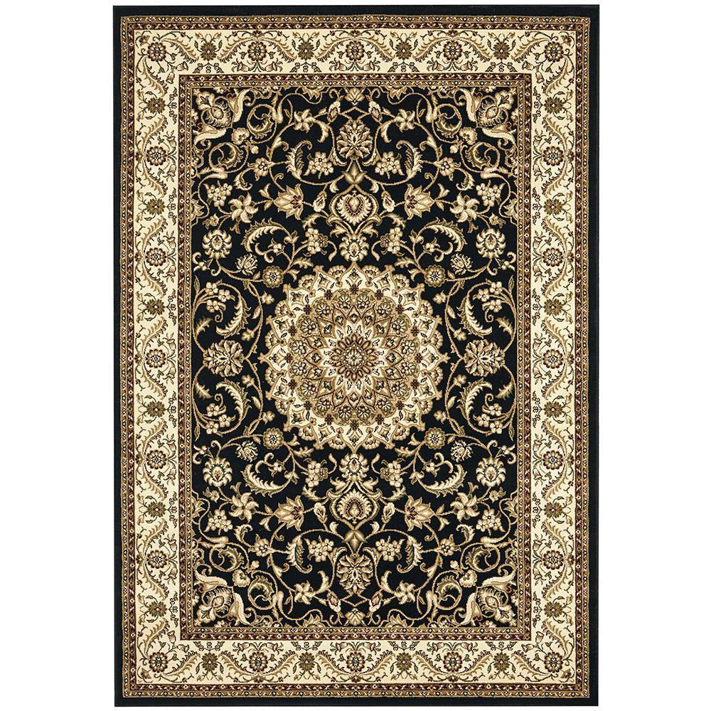 Charook 2375 Black Traditional Pattern Ivory Border Rug - Rugs Of Beauty - 1
