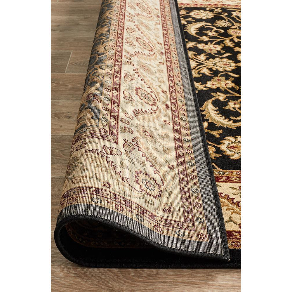 Charook 2375 Black Traditional Pattern Ivory Border Rug - Rugs Of Beauty - 7