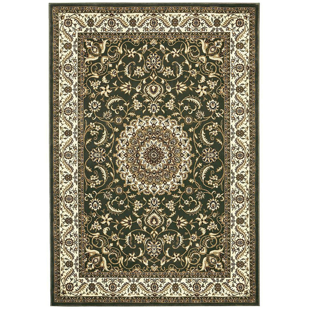 Charook 2375 Green Traditional Pattern Ivory Border Rug - Rugs Of Beauty - 1