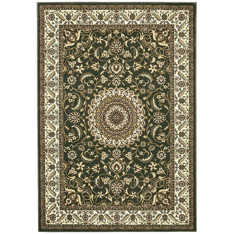 Charook 2375 Green Traditional Pattern Ivory Border Rug - Rugs Of Beauty - 1