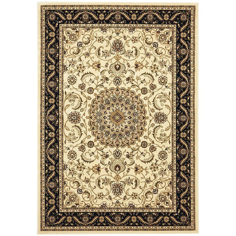 Charook 2375 Ivory Traditional Pattern Black Border Rug - Rugs Of Beauty - 1