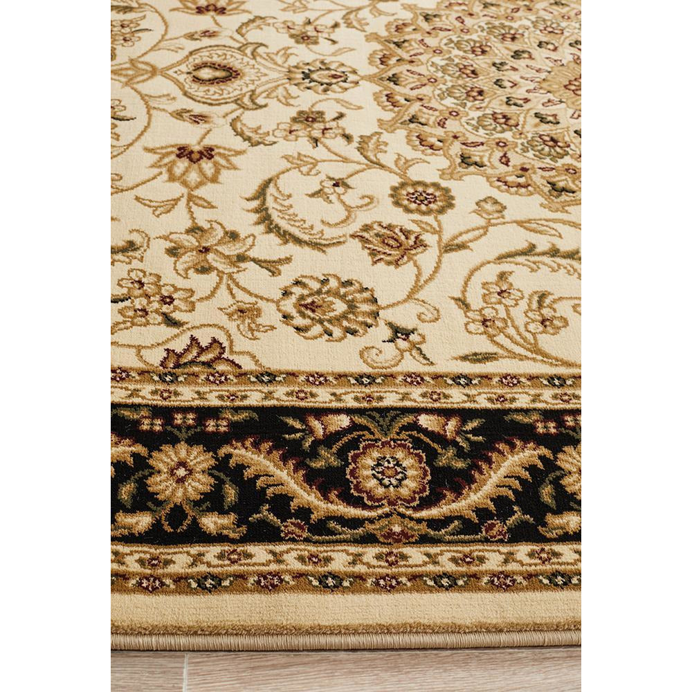 Charook 2375 Ivory Traditional Pattern Black Border Rug - Rugs Of Beauty - 5