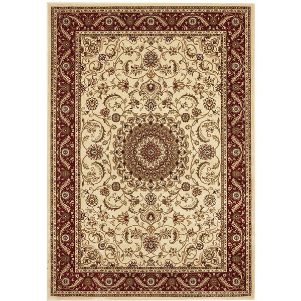 Charook 2375 Ivory Traditional Pattern Burgundy Border Rug - Rugs Of Beauty - 1