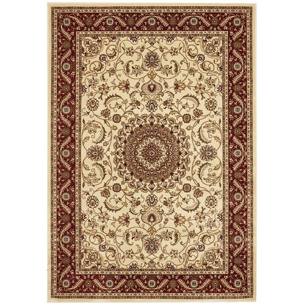 Charook 2375 Ivory Traditional Pattern Burgundy Border Rug - Rugs Of Beauty - 1