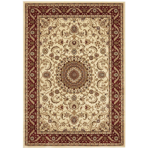 Charook 2375 Ivory Traditional Pattern Burgundy Border Rug - Rugs Of Beauty - 1