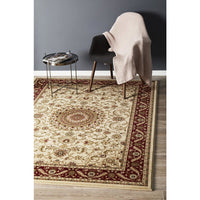Charook 2375 Ivory Traditional Pattern Burgundy Border Rug - Rugs Of Beauty - 2