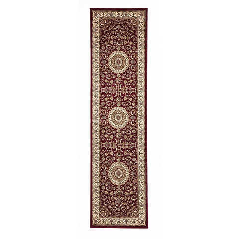 Charook 2375 Red Traditional Pattern Ivory Border Runner Rug - Rugs Of Beauty - 1
