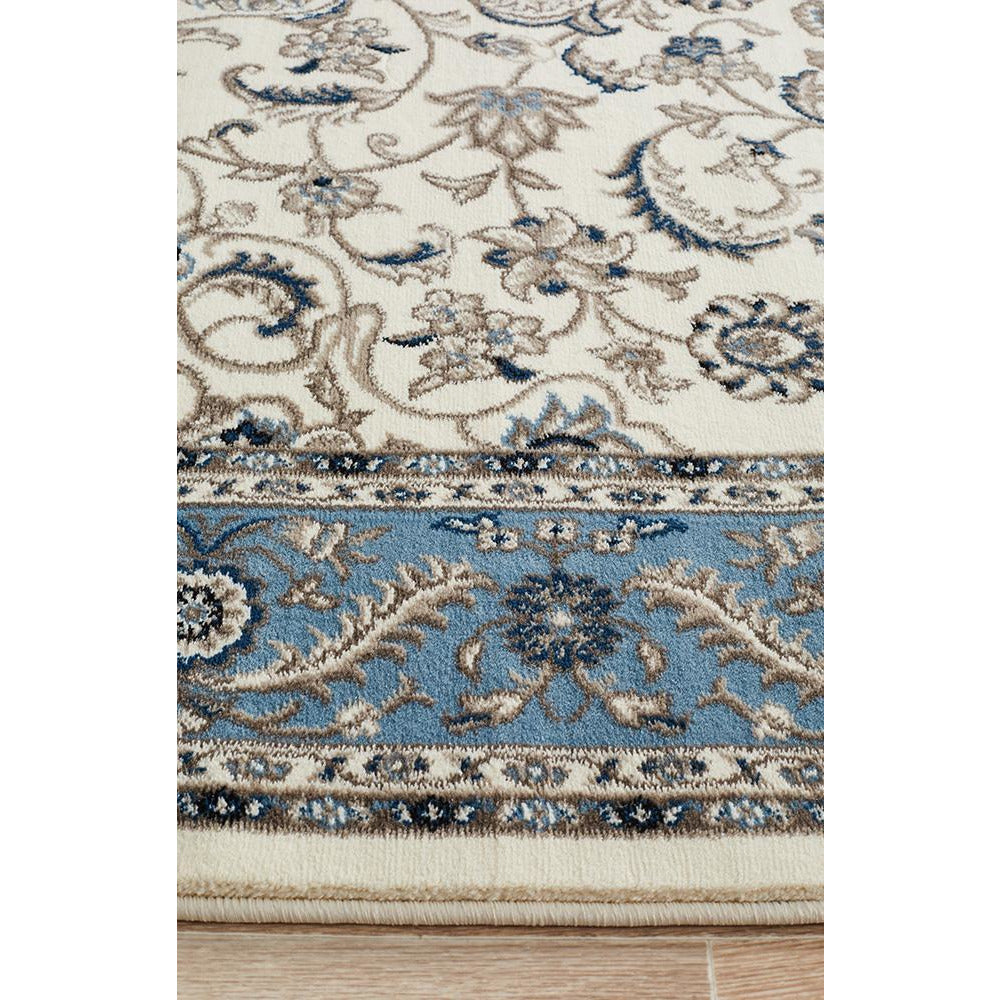 Charook 2375 White Traditional Pattern Blue Border Runner Rug - Rugs Of Beauty - 2
