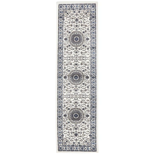 Charook 2375 White Traditional Pattern White Border Runner Rug - Rugs Of Beauty - 1