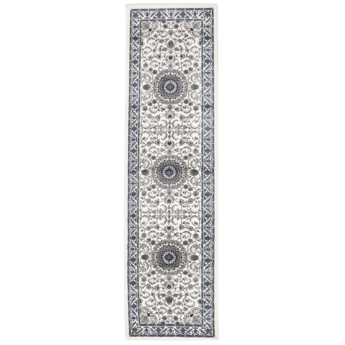 Charook 2375 White Traditional Pattern White Border Runner Rug - Rugs Of Beauty - 1