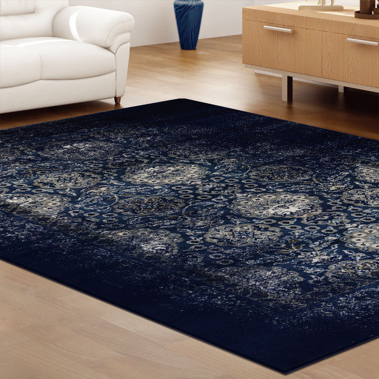 Kota 1422 Navy Blue Grey Beige Transitional Patterned Rug - Rugs Of Beauty - 2