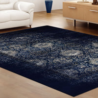 Kota 1422 Navy Blue Grey Beige Transitional Patterned Rug - Rugs Of Beauty - 2
