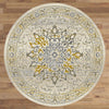Kota 1427 Gold Beige Grey Transitional Patterned Round Rug - Rugs Of Beauty - 2