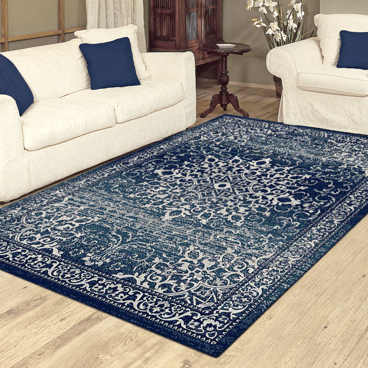 Kota 1427 Navy Blue Beige Transitional Patterned Rug - Rugs Of Beauty - 2