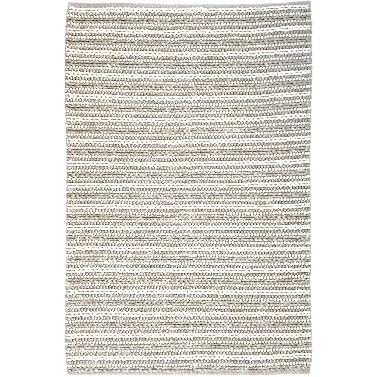 Polyester Rug Side View Emily 301 Wool Polyester Beige Taupe Striped Rug – Rugs Of Beauty