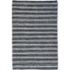 Emily 301 Wool Polyester Black White Striped Rug - Rugs Of Beauty - 1