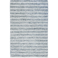 Emily 301 Wool Polyester Grey White Striped Rug - Rugs Of Beauty - 1