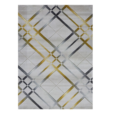 Canterbury 1129 Grey Gold Abstract Patterned Modern Rug - Rugs Of Beauty - 1