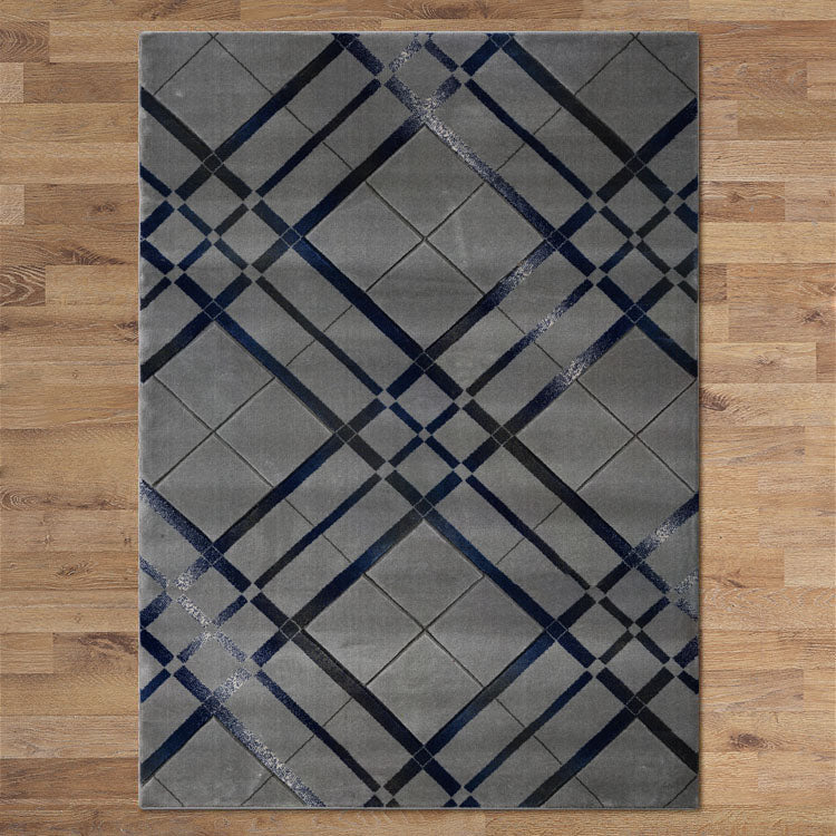 Canterbury 1129 Grey Blue Abstract Patterned Modern Rug - Rugs Of Beauty - 3
