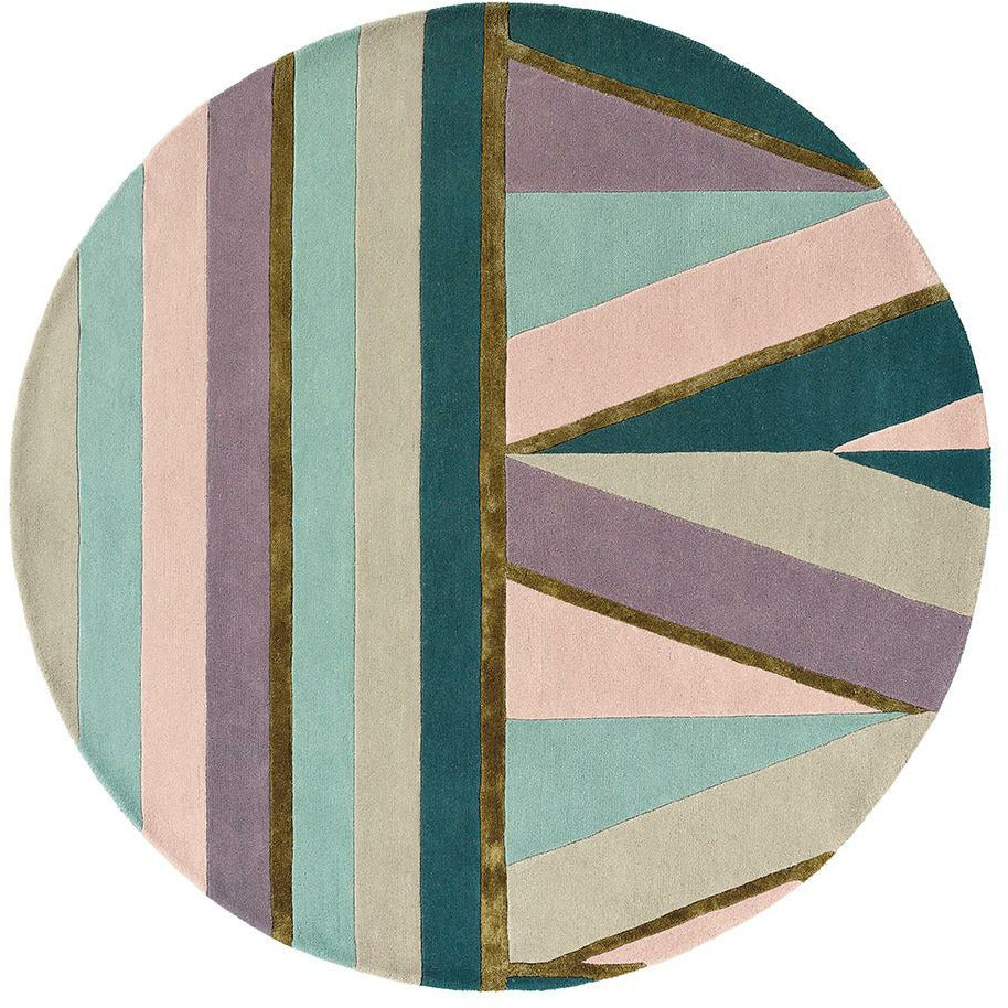 Ted Baker Sahara Round Pink 56102 Designer Wool Viscose Rug - Rugs Of Beauty - 1