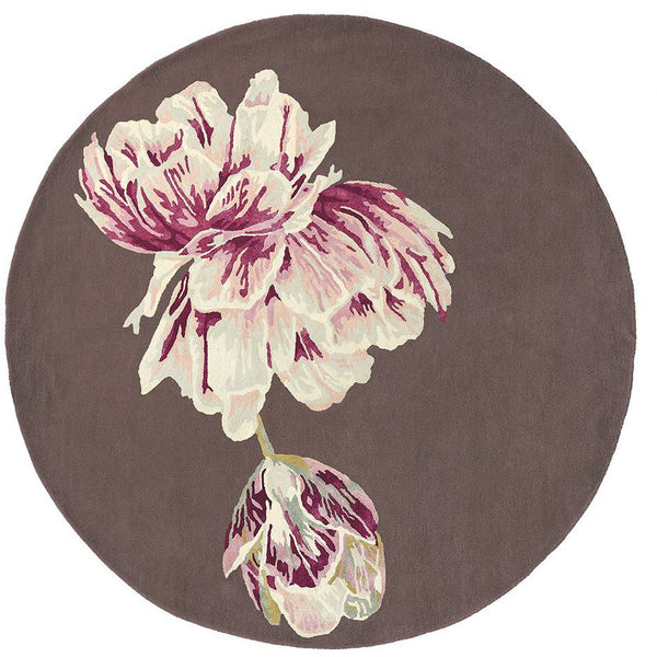 Ted Baker Tranquility Round Aubergine 56005 Designer Wool Viscose Rug - Rugs Of Beauty - 1