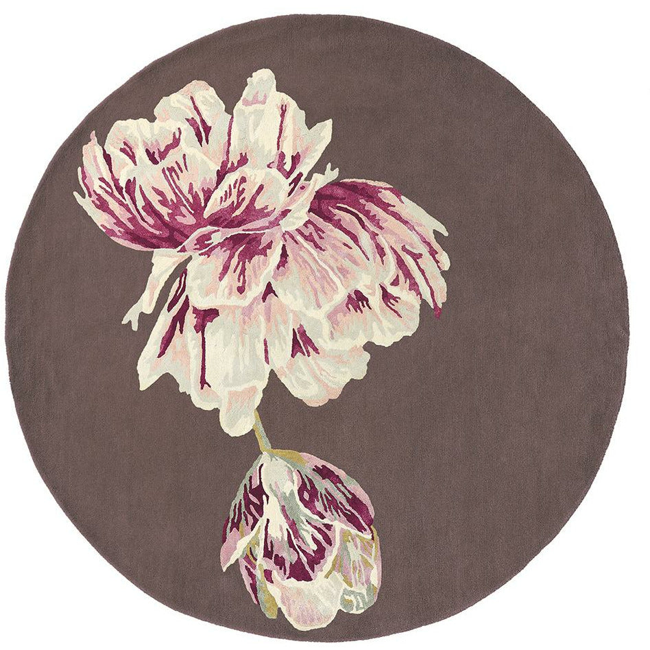 Ted Baker Tranquility Round Aubergine 56005 Designer Wool Viscose Rug - Rugs Of Beauty - 1