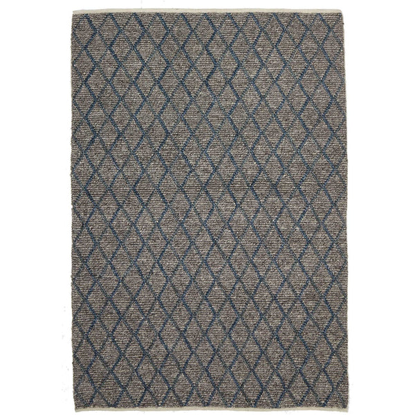 Grey Blue Trellis Flatweave Designer Rug - Rugs Of Beauty - 1