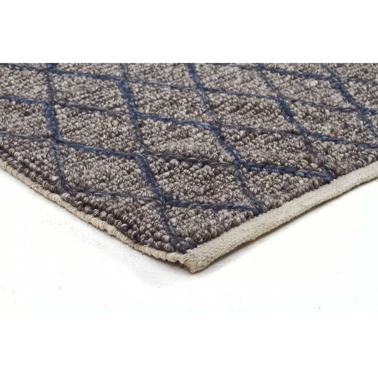 Grey Blue Trellis Flatweave Designer Rug - Rugs Of Beauty - 2