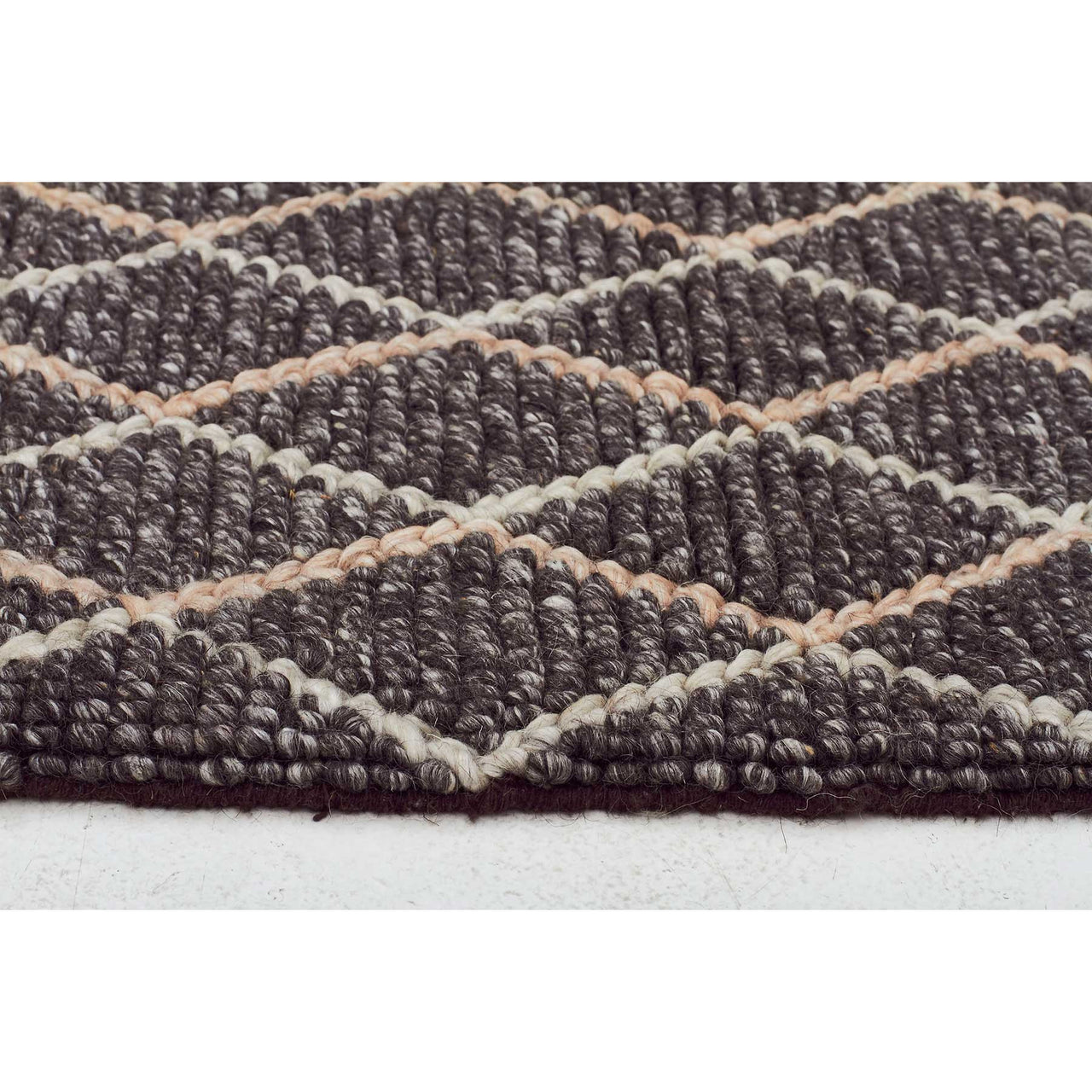 Beige Cream Trellis Charcoal Flatweave Designer Rug - Rugs Of Beauty - 3
