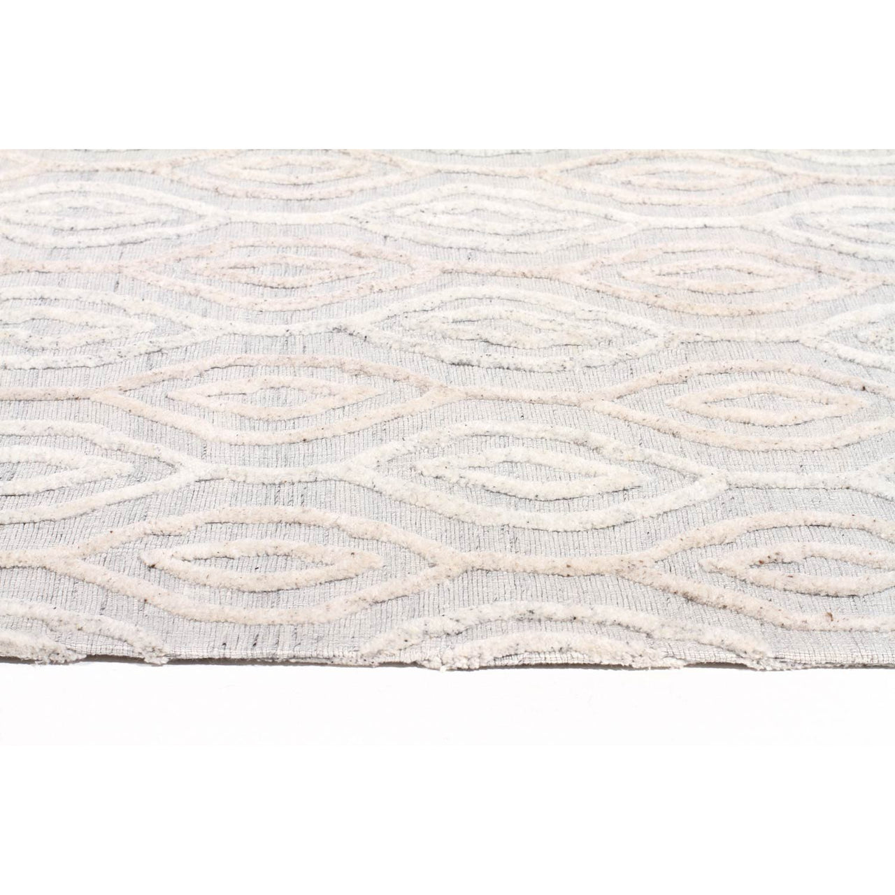 Vienna 2350 Hand Loomed White Patterned Wool and Viscose Modern Rug - Rugs Of Beauty - 3