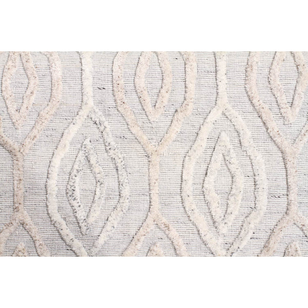 Vienna 2350 Hand Loomed White Patterned Wool and Viscose Modern Rug - Rugs Of Beauty - 4