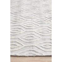 Vienna 2350 Hand Loomed White Patterned Wool and Viscose Modern Rug