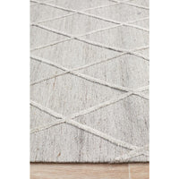 Vienna 2351 Hand Loomed Silver Grey Patterned Wool and Viscose Modern Rug