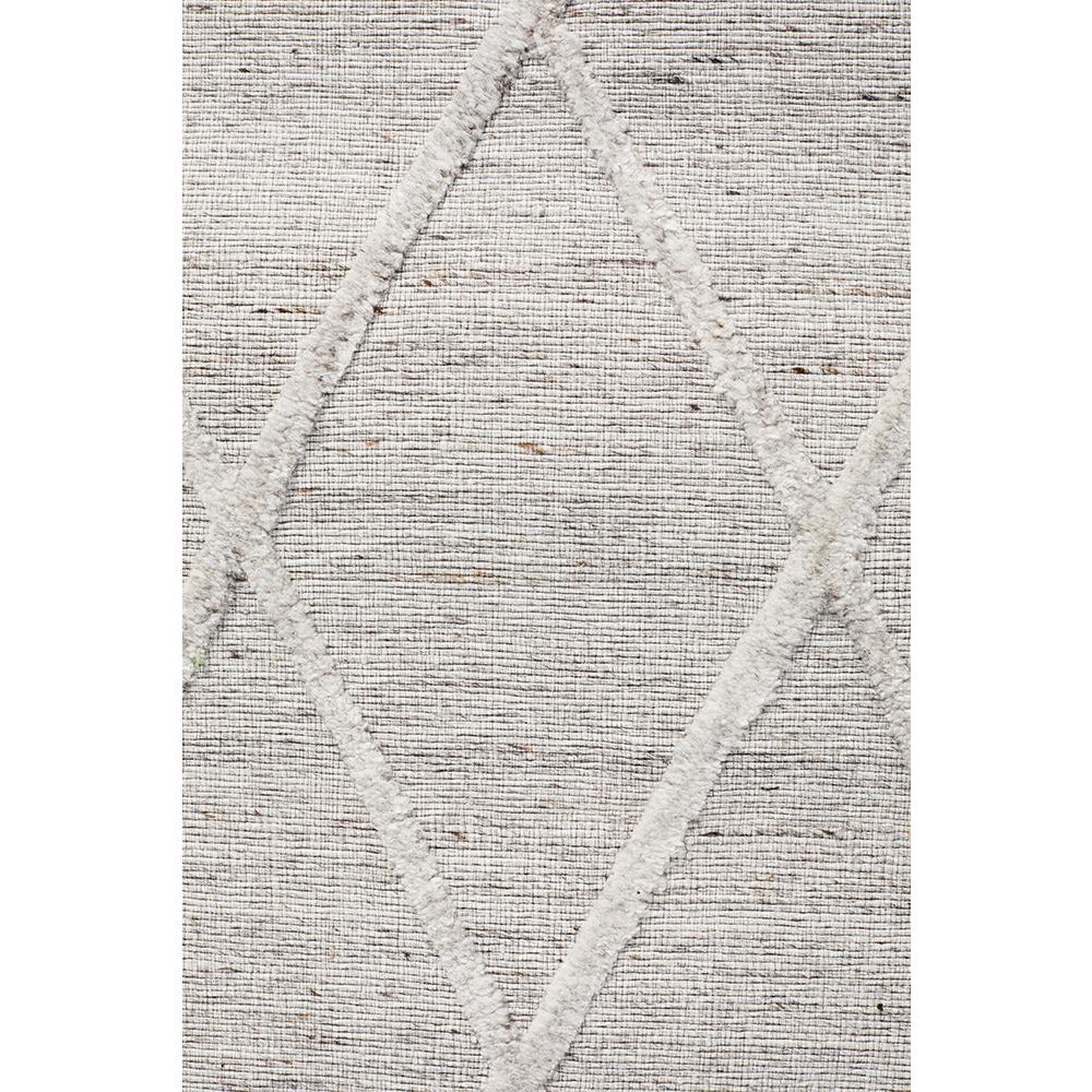 Vienna 2351 Hand Loomed Silver Grey Patterned Wool and Viscose Modern Rug
